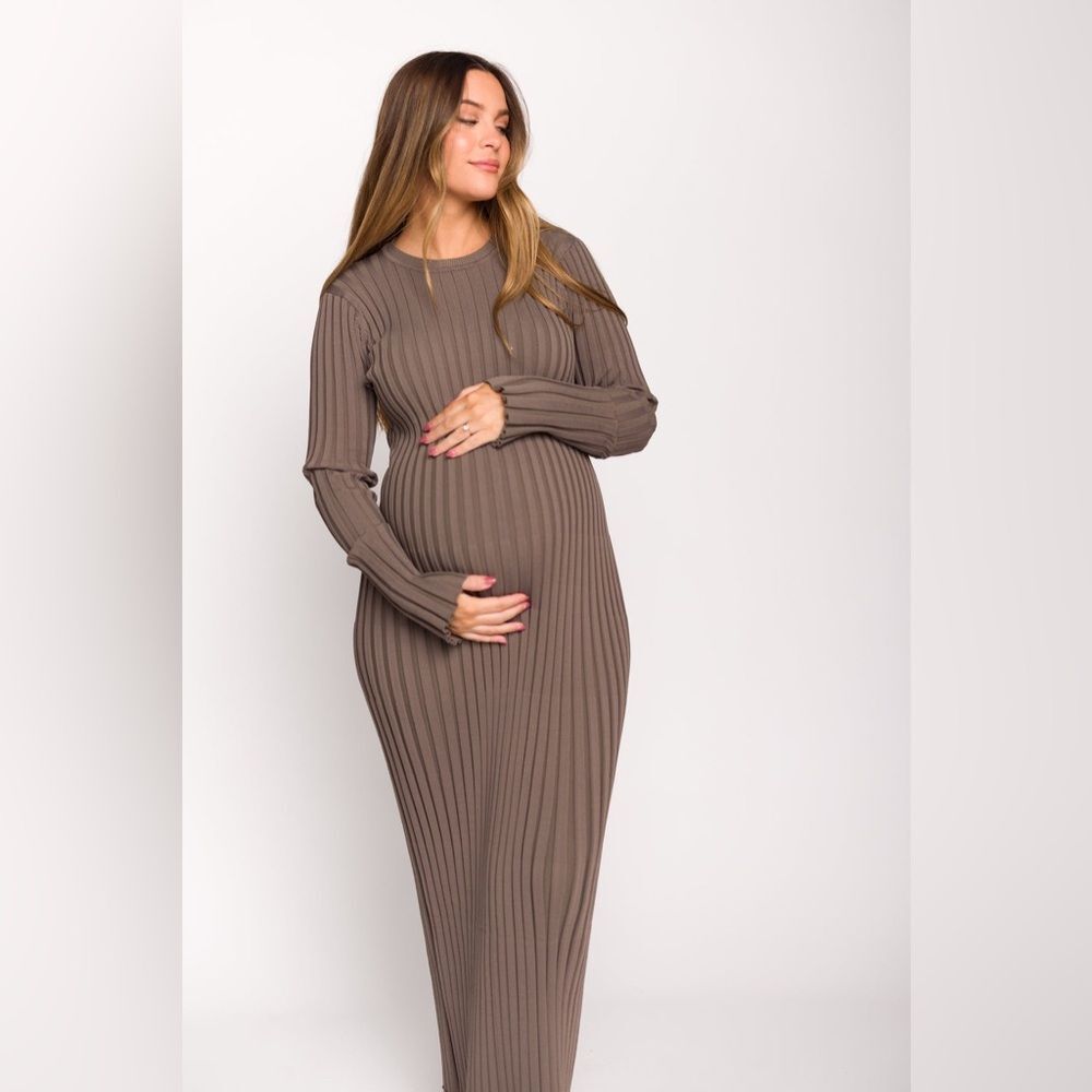 Worth Taupe Ribbed Maxi Dress